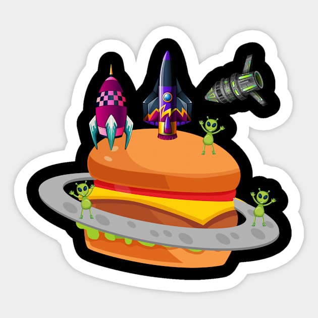 Alien Hamburger Ufo Alien Spaceship Space Sticker by SpruchBastler